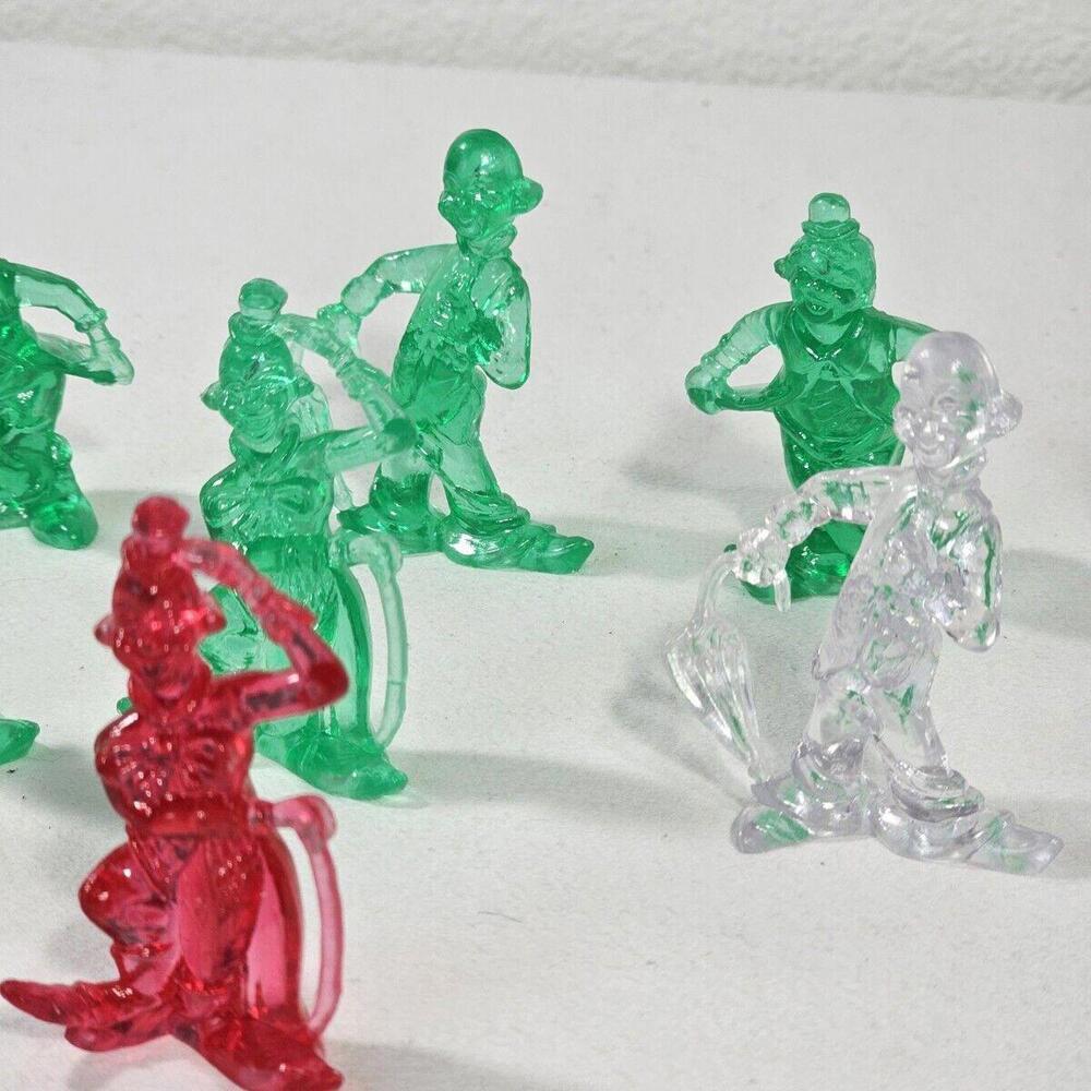 Vintage Lucite Clown Plastic Cake Topper Toy Figure Prize Translucent Lot Of 10 - Picture 3 of 7